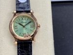 Copy Swiss Quality Chopard Happy Diamonds Rose Gold Case Green Dial Watch